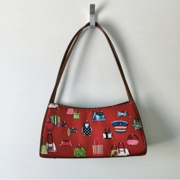 Rhinestone canvas jewelled baguette shoulder bag - Picture 1 of 9